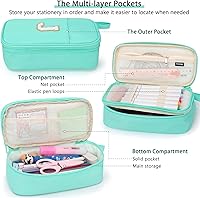 Vista 5 de Estuche Grande para Lápices, Bolsa de Lápices de Gran Capacidad, Bolsa de Lápices Personalizada con Inicial con Cremallera Suave, Múltiples