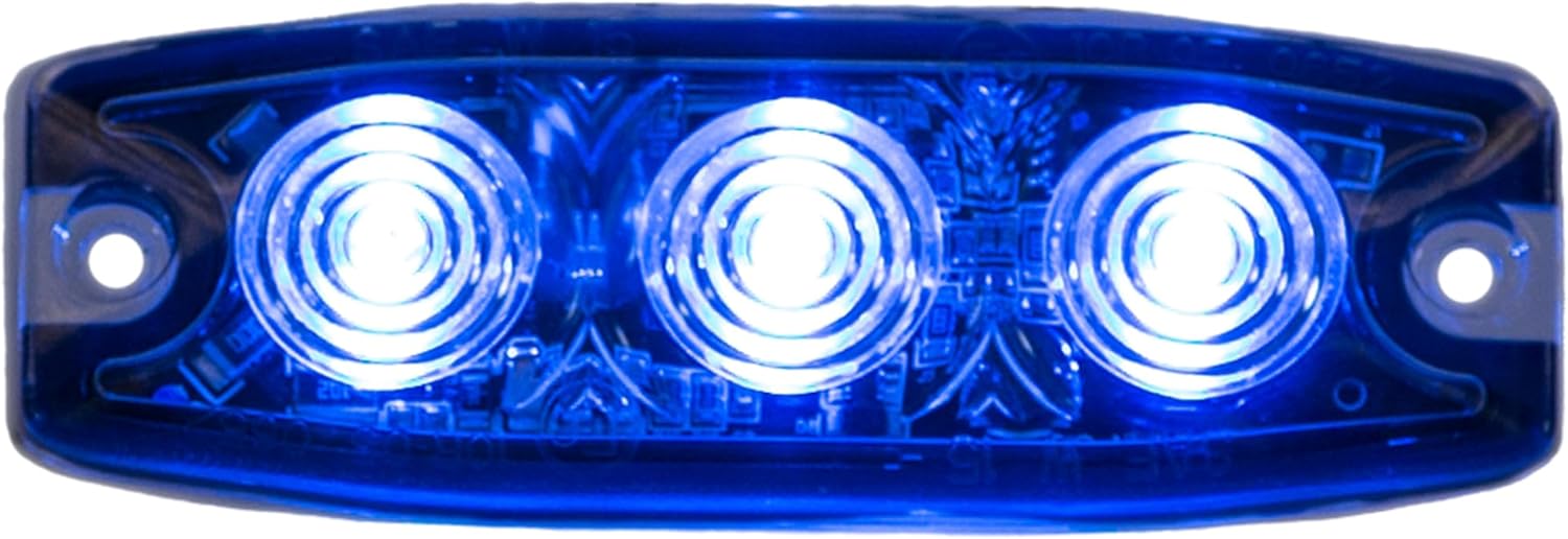 Buyers Products 8892230 3.5 Inch Amber LED Strobe Light, Ultra‑Thin Surface Mount Warning Light, 3 LEDs, 12 Flash Patterns, IPX8 Waterproof, Adhesive or Permanent Mount, For Trucks, Trailers, UTV, RVs