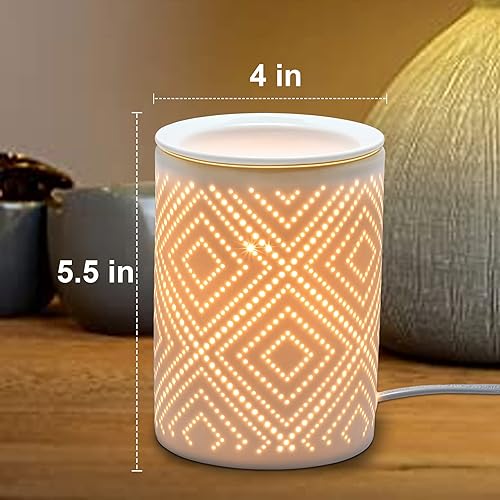 Miniatura 4 de Calentador de cera de cerámica para derretimiento, calentador eléctrico de cera para cera perfumada, calentador de velas con bombilla, cera