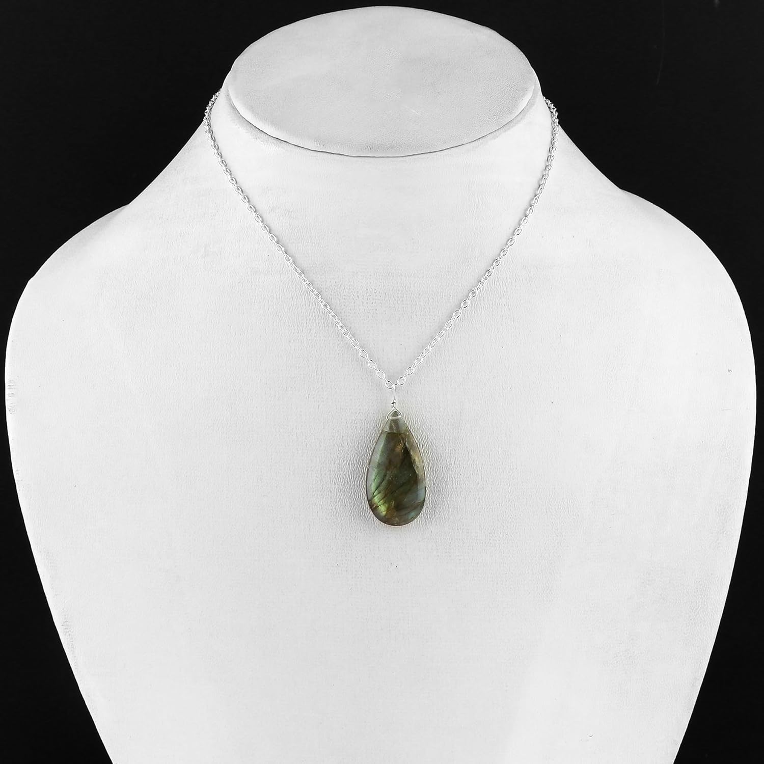Pear Natural Cabochon Necklace for Women | Handmade Gemstone Pendant | Wire Wrapped Love Crystal Jewelry | 8–14 mm Stone | Chain 16+2 Inch Adjustable - Image 6