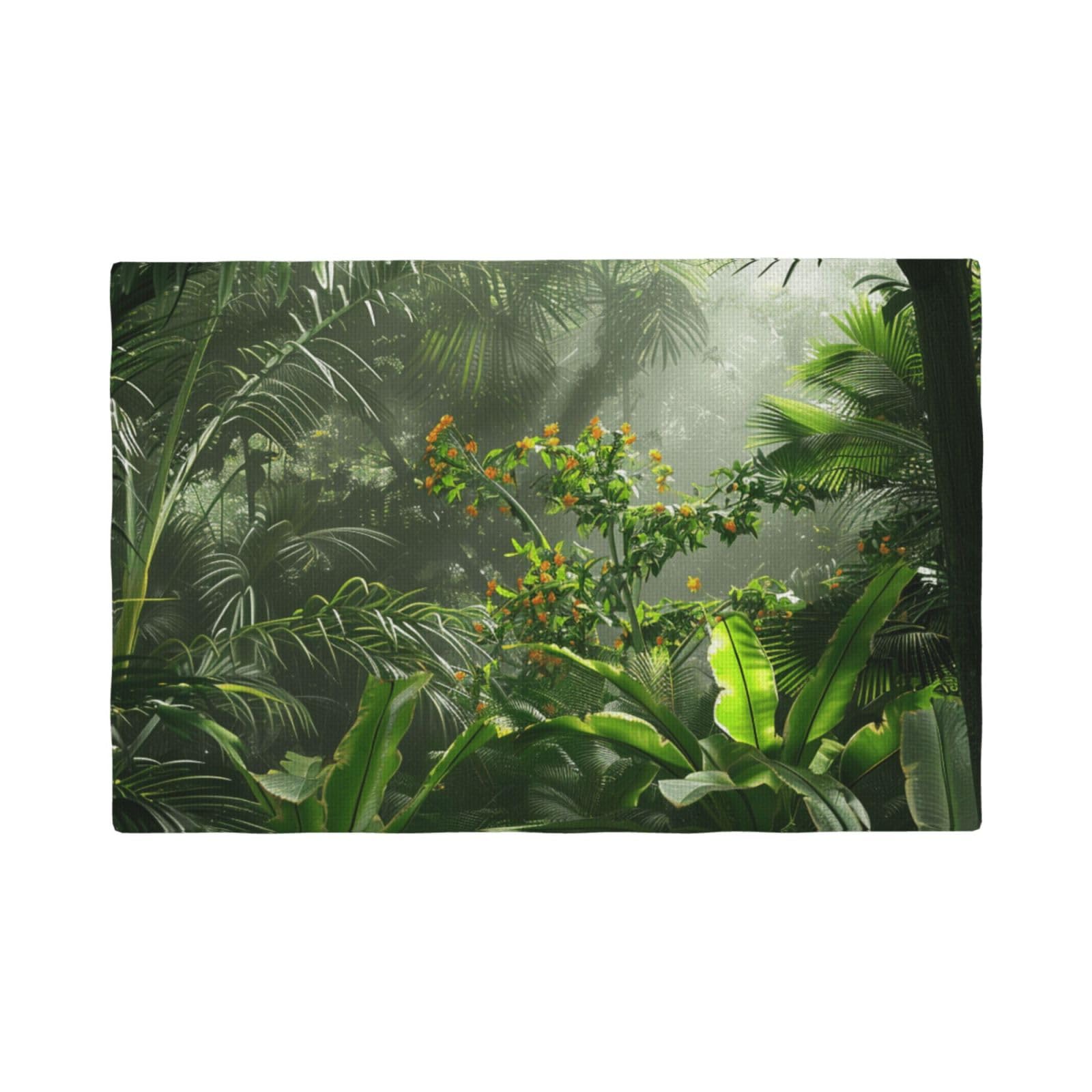 flowers in Tropical Rainforest Print Placemats Set, Heat Resistant Washable Placemat 12x18in Table Mats for Party Kitchen Dining Table Decoration Indoor Outdoor, Six Piece