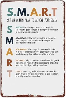 Generic SMART Goals Motivational Action Plan Aluminum Metal Sign Inspirational Wall-Art for Home Office Workplace Decor 8 X 12 in Generic