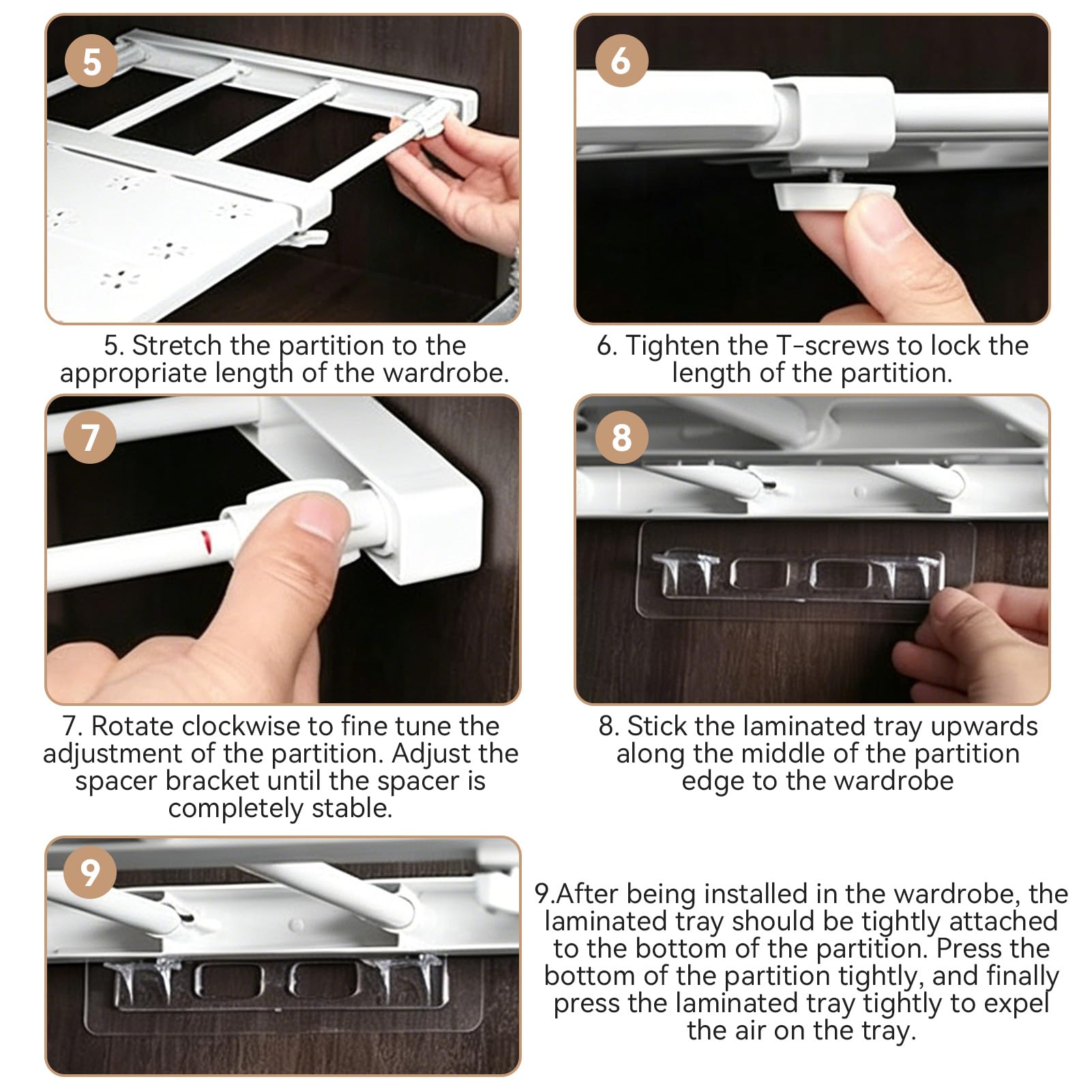 HERCHR scaffale in tensione con aste estensibili per armadio, Estensibile Telescopici Scaffal per Camera da Letto Bagno Cucina, Multifunzionale (38-60cm)