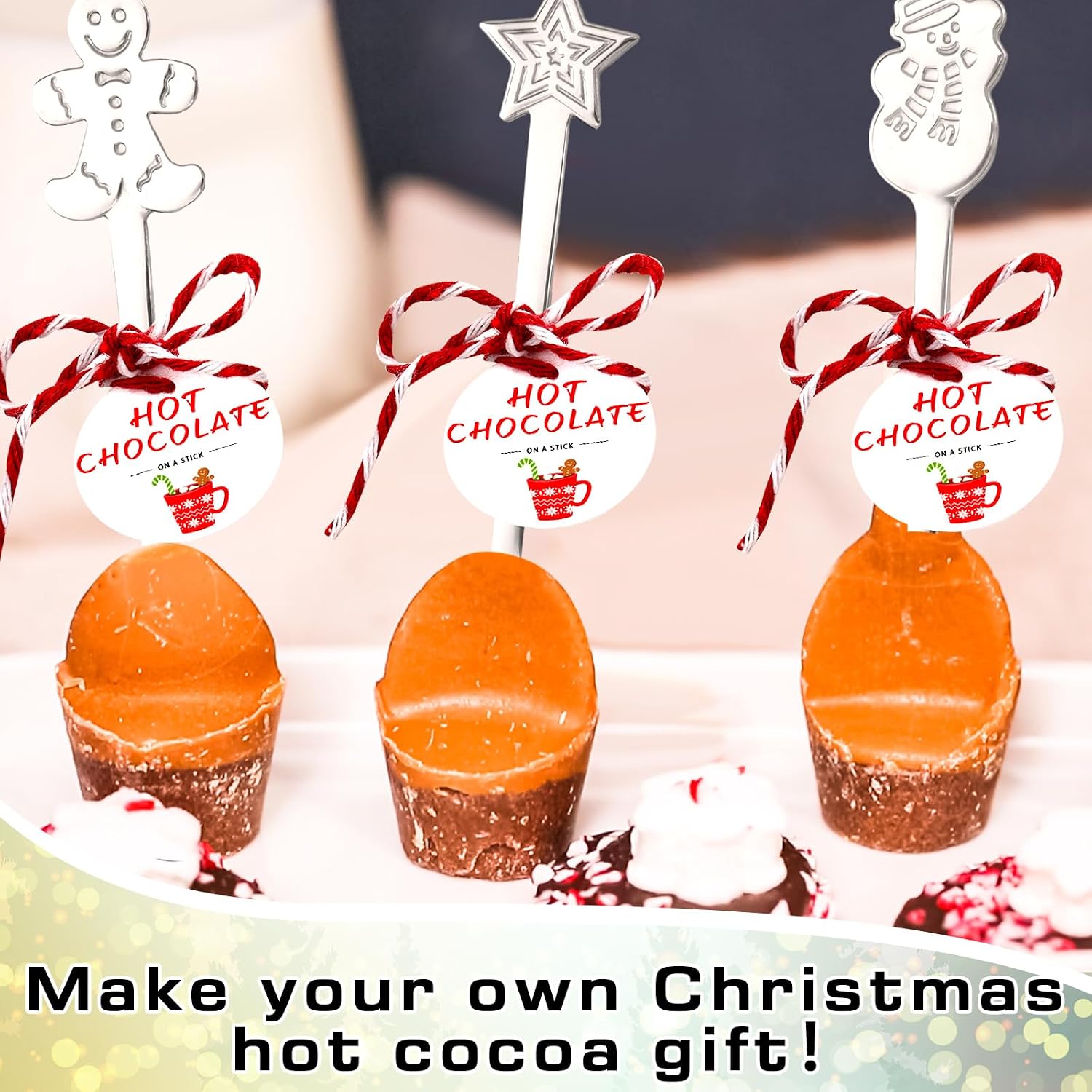 Lasnten 12 Sets Christmas Hot Chocolate Spoons Stainless Steel