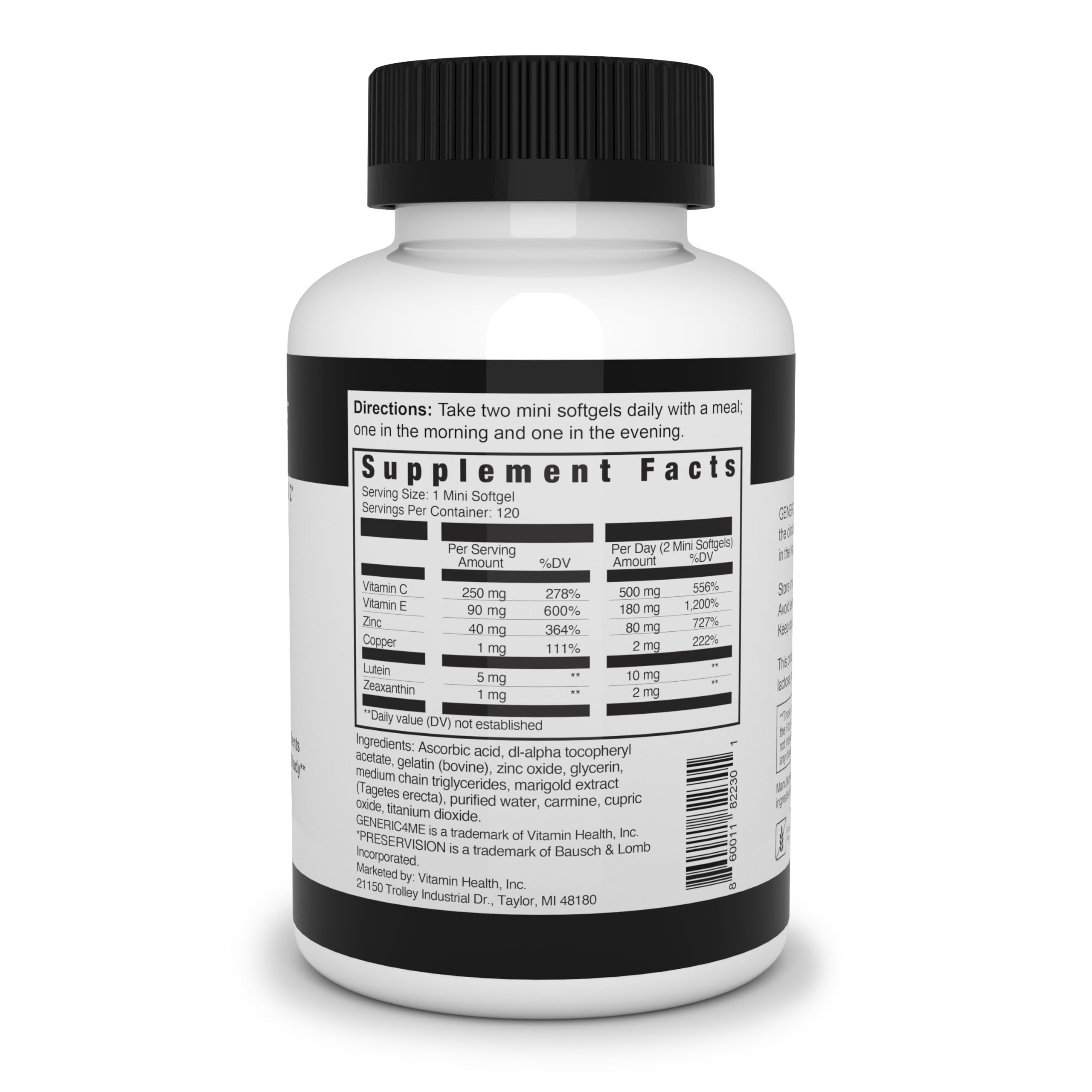 AREDS 2 SoftGels, 500 mg Vitamin C, 400 IU Vitamin E, 10 mg Lutein, 2 mg Zeaxanthin, 80 mg Zinc, 2 mg Copper - Supports Eye Health - Easy to Swallow 120 Mini SoftGels (Two Month Supply) — Amazon image 2