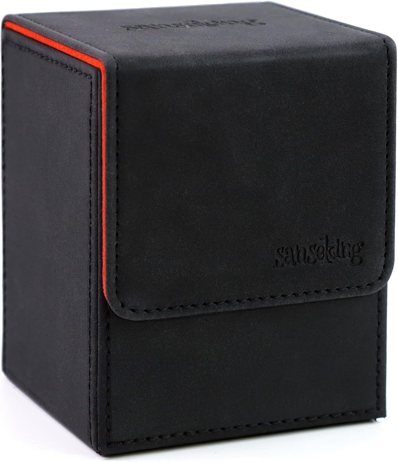 Magic Card Deck Box for MTG Single Deck Card Box fits 100+ TCG Sleeved Cards Soft Leather Card Box Top loading Card Boxes Magic Gift for MTG TCG CCG (Horizontal,Red)