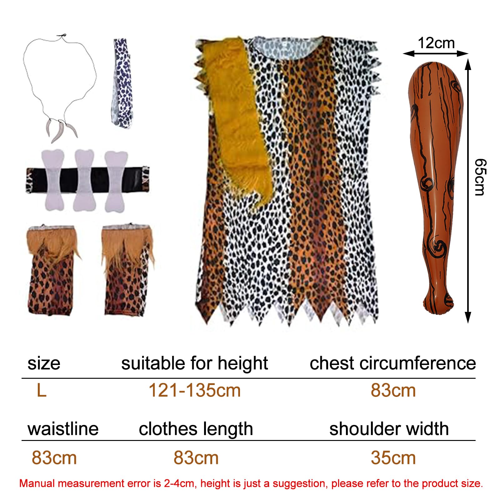 EDLMKM Kids Caveman Costume, Stone Age Costume Boys, Cavemen Costumes Kids, Halloween Cosplay Fancy Dress - Image 2
