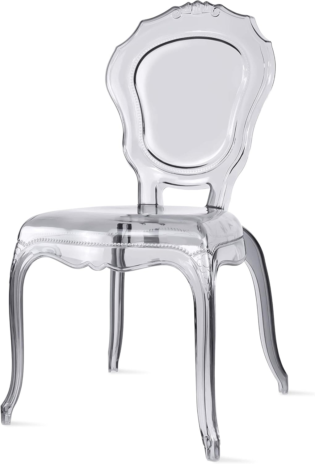2xhome Stackable Ghost Dining Chair | Transparent Vanity Armchair | Louis Belle Style Kitchen Patio Chair Parent (2, Smoke, Armless)
