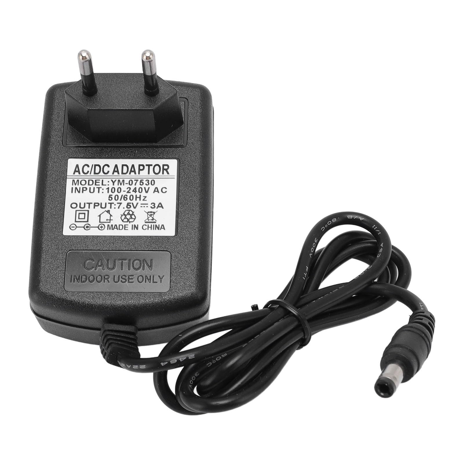 Adattatore Corrente 7.5 V 3A, 7,5 V 3A Caricatore di Alimentazione,5x2, Mm ABS per Altoparlanti (Spina europea)