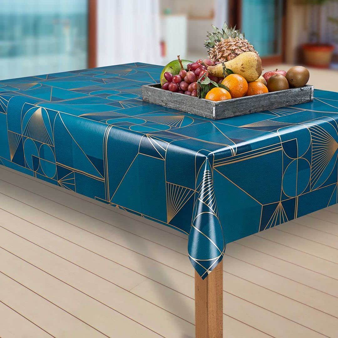 laro Wachstuch-Tischdecke, Dahlien Gold Beige, 140x1000 cm | Abwaschbar, PVC, Wasserabweisend, Eckig, Meterware
