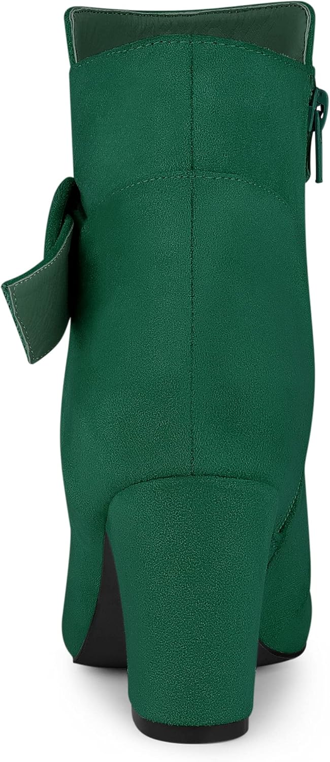 Allegra K Women's Round Toe Block Heel Emerald Green Ankle Booties 6 M US - Image 4
