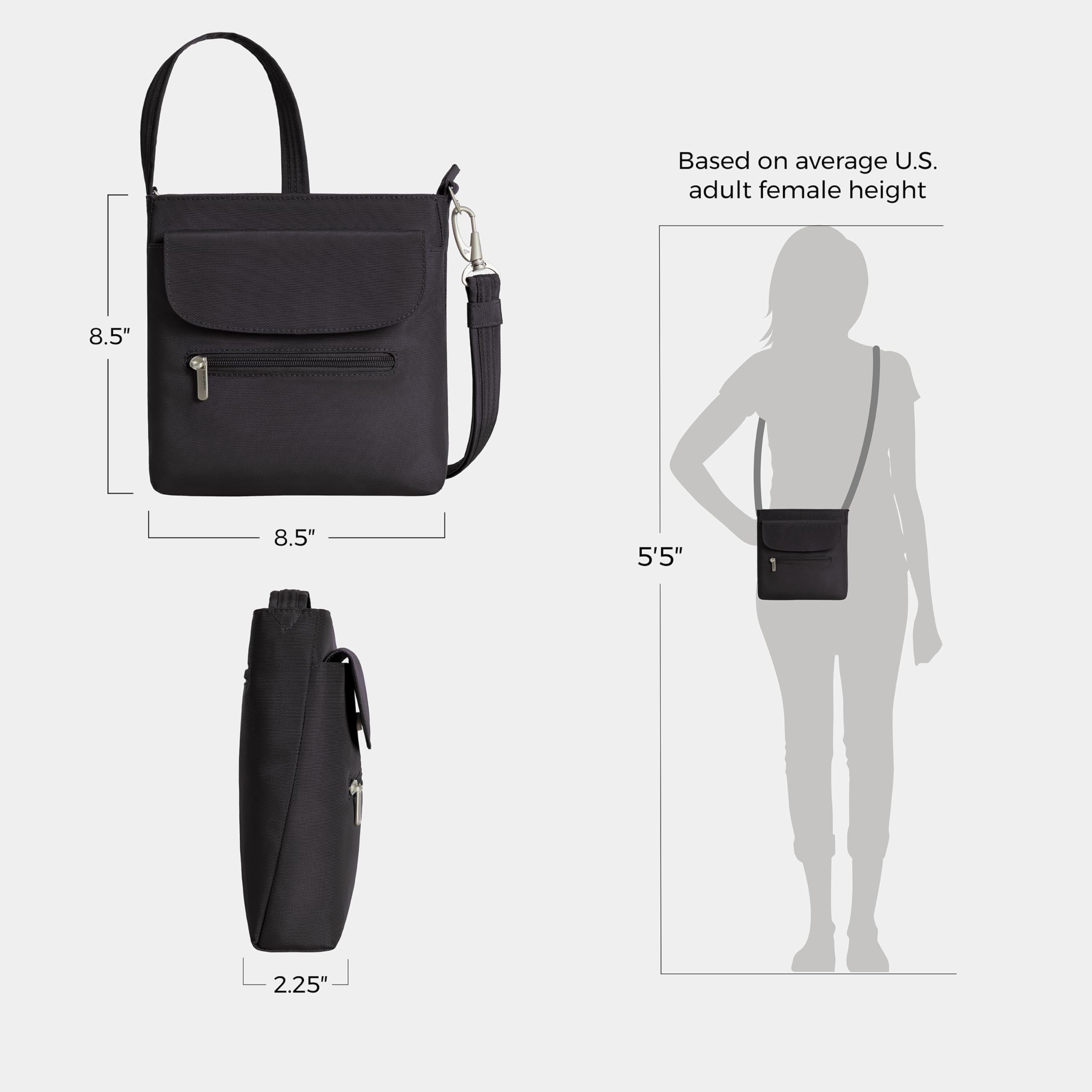 Travelon 42459 Borsa Messenger Donna (Pacco da 1)