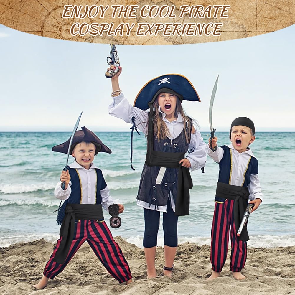 Alaoo Kit Accessori Pirata, Capitano Pirata Costume Accessori, Accessori Costume da Pirata con Cintura Bandana da Pirata, Accessori per Costume da Pirata per Halloween Carnevale Festa