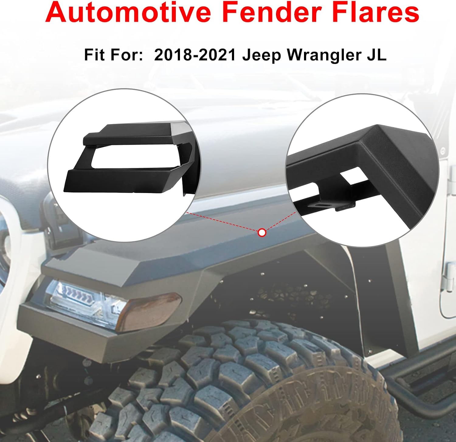 CPW Front Fender Flares Compatible with 2018 2019 2020 2021 2022 2023 2024 2025 2026 Jeep Wrangler JL JLU Heavy Duty Fender Flares 2PCS (101 Style Front)