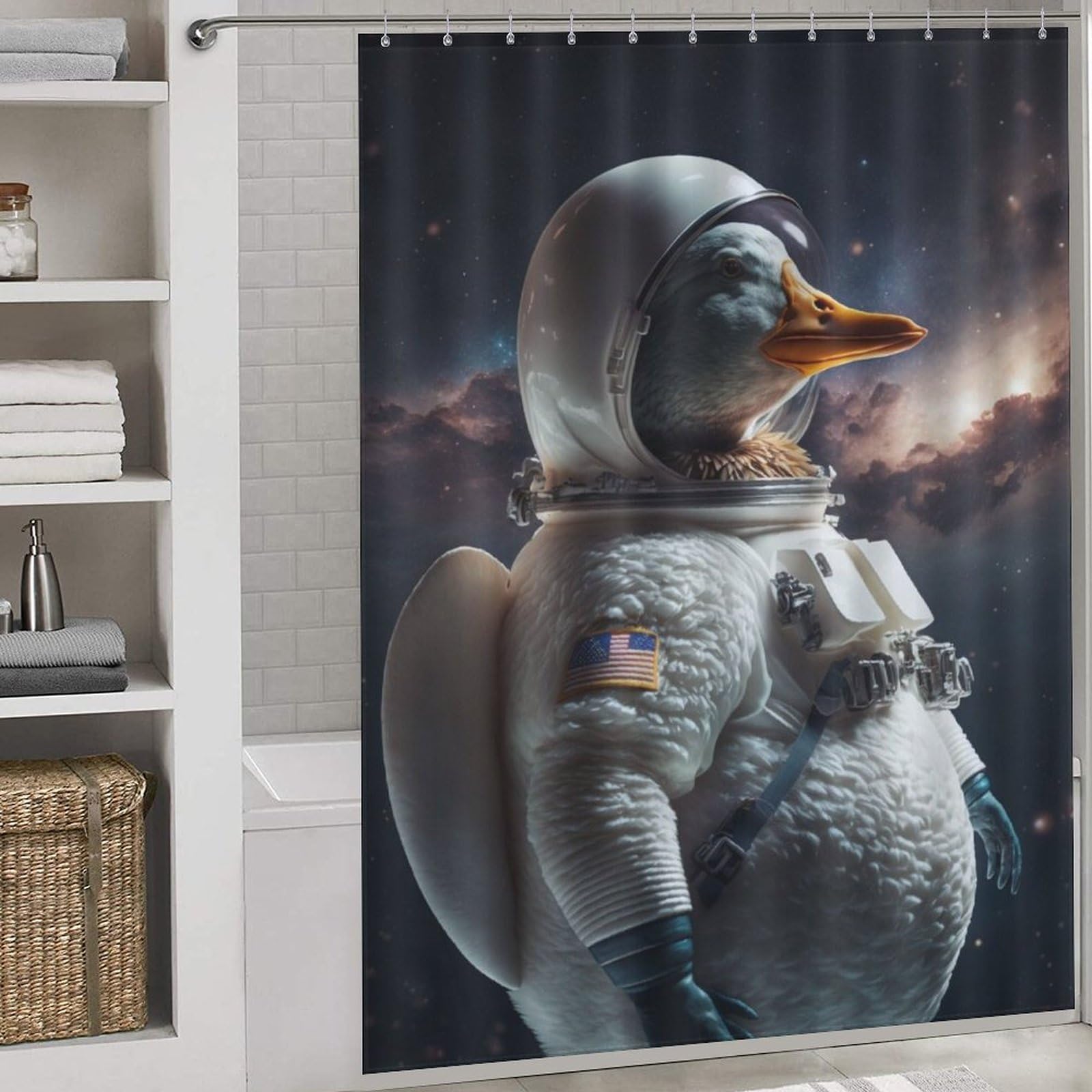 PAZZK Duck Shower Curtain Bathroom Shower Curtains Waterproof Shower Curtain 100% Polyester Shower Curtains with 12 Hooks, 66x72Inch（168x183cm）