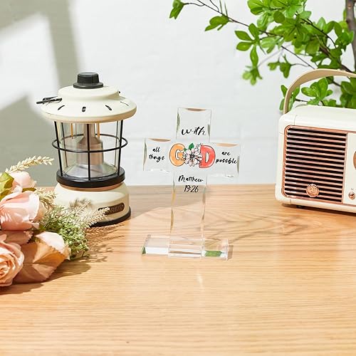 Miniatura 6 de Cruz cristiana de acrílico para dar bendición y lo sagrado espiritual, regalo religioso con palabras inspiradoras y oraciones para fomentar la fe,