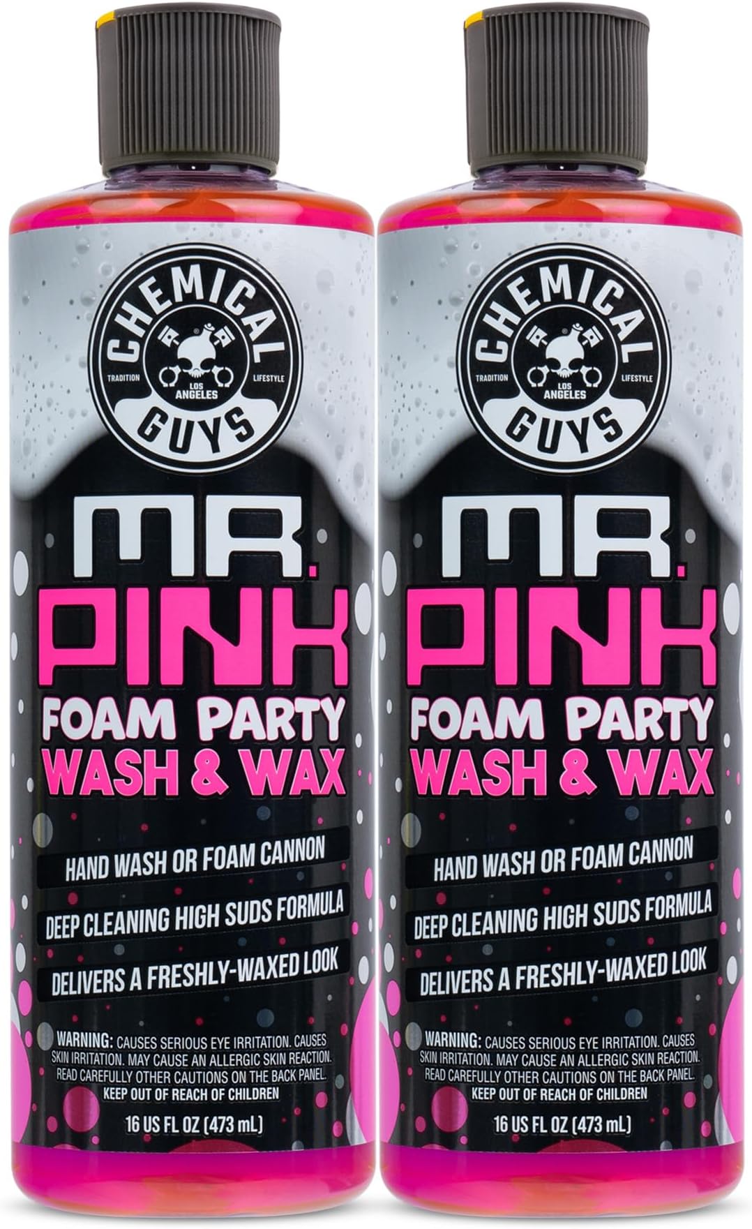 Chemical Guys CWS2211602 Mr. Pink Foam Party Wash & Wax (Works with Foam Cannons, or Bucket Washes) Safe for Cars, Trucks, SUVS, Motorcycles, RVs & More, (2-16 fl oz) Tangerine Scent