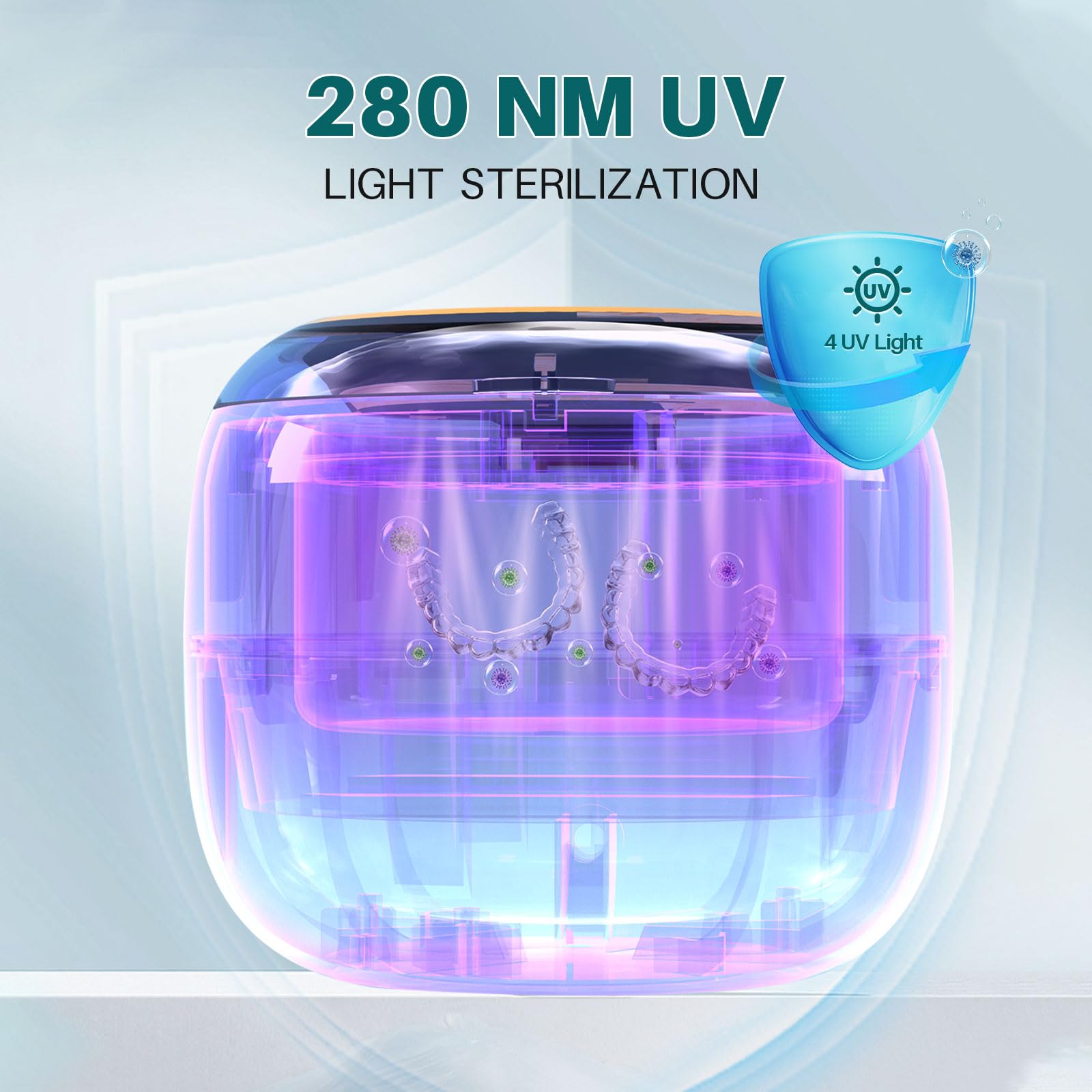 Nettoyeur Ultrasons Dentaire 45000Hz 200ML avec 4 UV Lampes pour Prothèses Dentaires