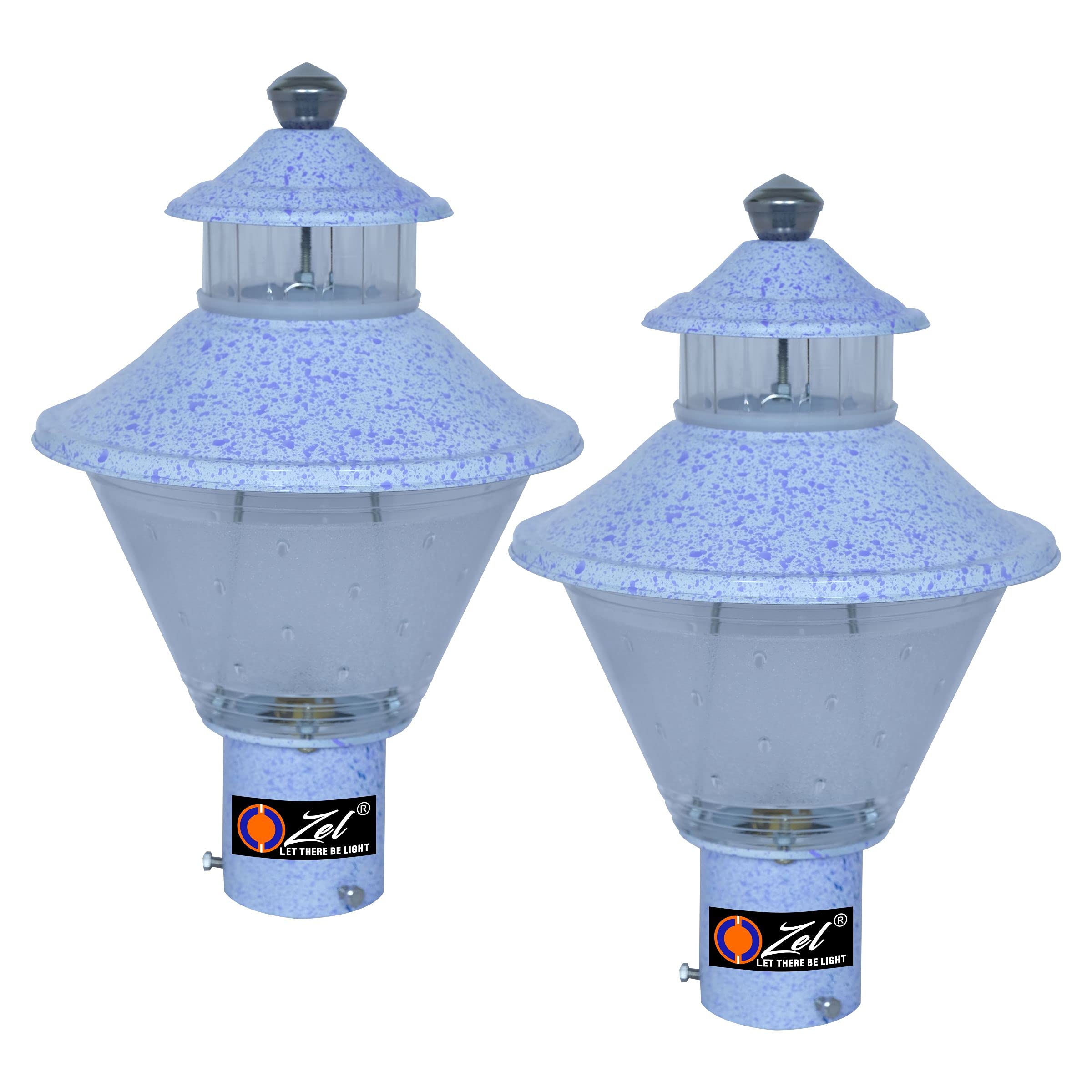 OZEL Unbreakable Glass Gate Lamp Rust-Resistant Weatherproof Garden, Home, Pillar, Indoor, Outdoor Gate Light (Excel White Texture) - Pack of 2