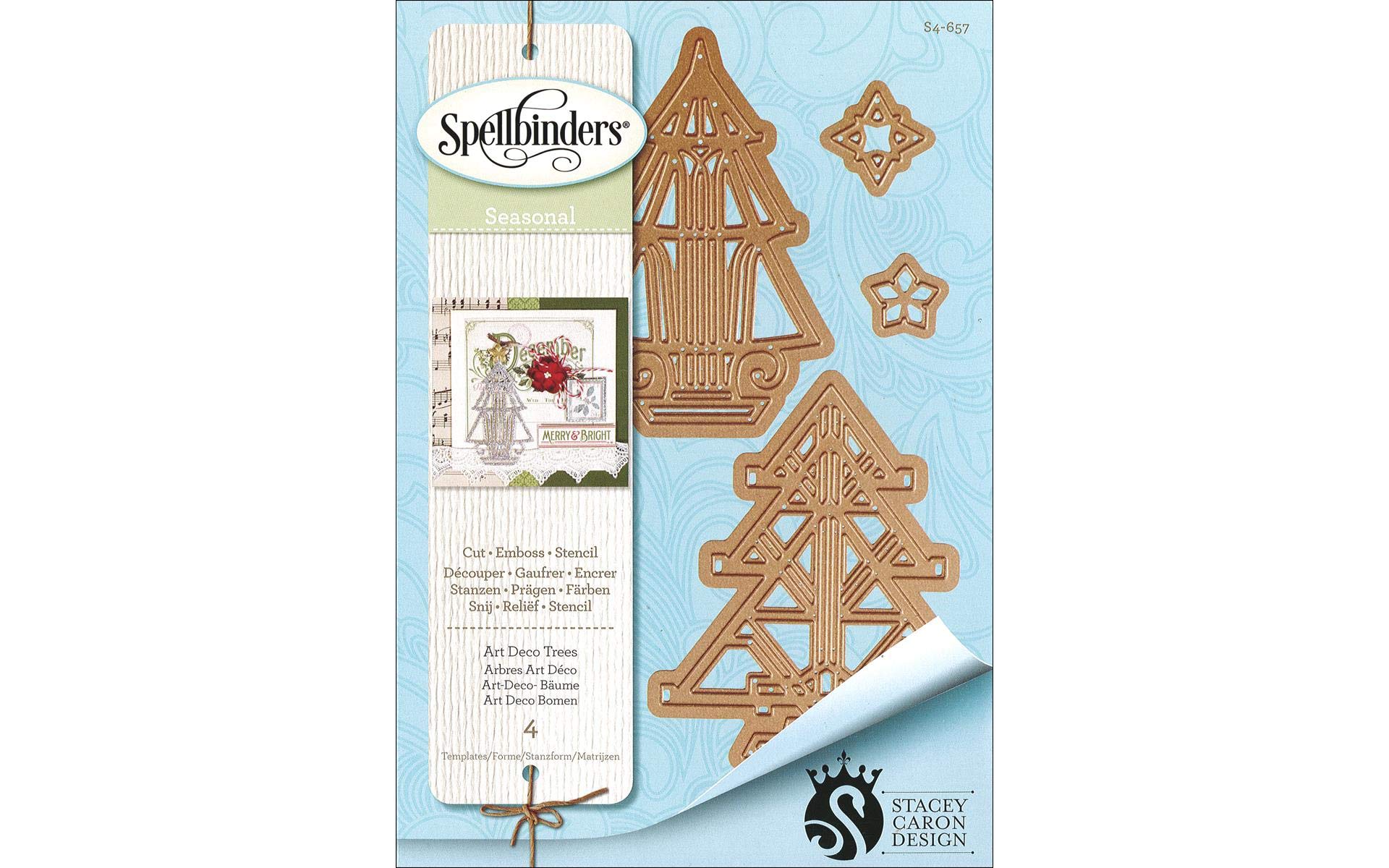 Spellbinders Brown Shapeabilities Art Deco Trees Die, Metal,