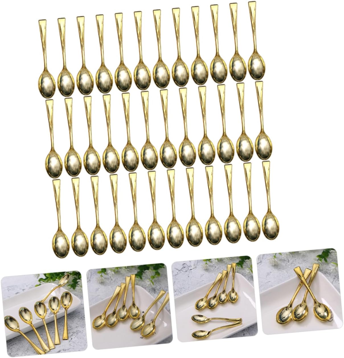 400pcs Gold Mini Dessert Spoons Portable Cake Spoons for Ice Cream Snacks and Fruit for Parties Banquets and Family Gatherings