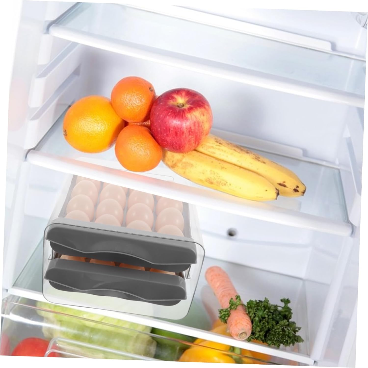 Mikinona Egg Holder for Refrigerator Eggs Storage Lid Fridge Countertop Container