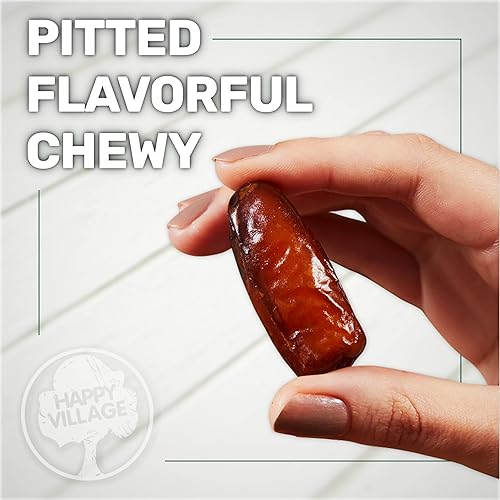 Miniatura 2 de Happy Village Dátiles orgánicos sin hueso, sin azúcar añadido, frutas secas de 40 onzas (2 paquetes de 20 onzas)  Kosher, sin OMG, sin azúcar,