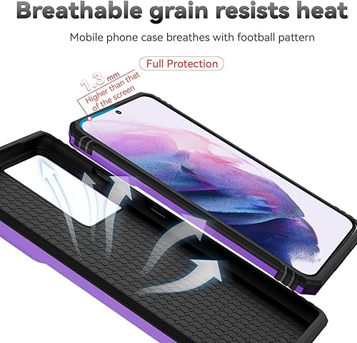 Miniatura 9 de Funda de teléfono con cubierta para lente de cámara para Samsung Galaxy S21 Ultra 5G, probada para caídas de grado militar, soporte de anillo
