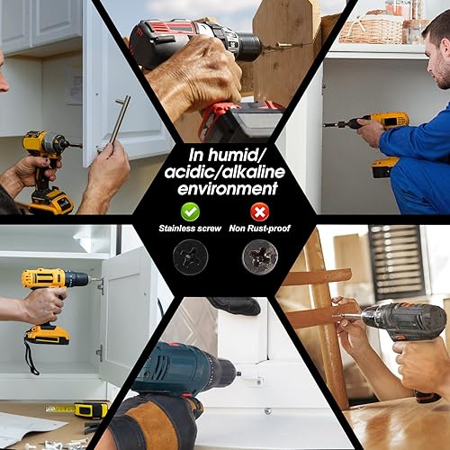 Miniatura 6 de QISHENG Black Head - 100 tornillos Phillips de acero inoxidable #4 x 1 (1 pulgada) para madera, acero inoxidable 18-8 A2 (304)