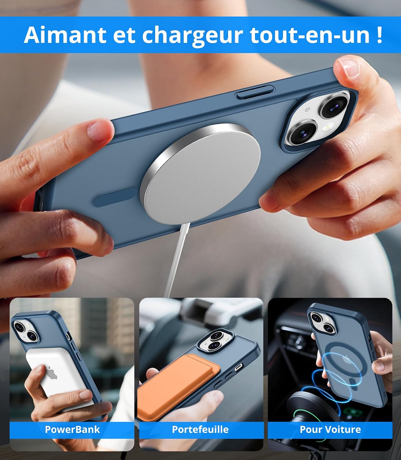 Vansdon Magnétique Coque pour iPhone 13 / iPhone 14 avec 1 Verre Trempé - Mise en situation et utilisation