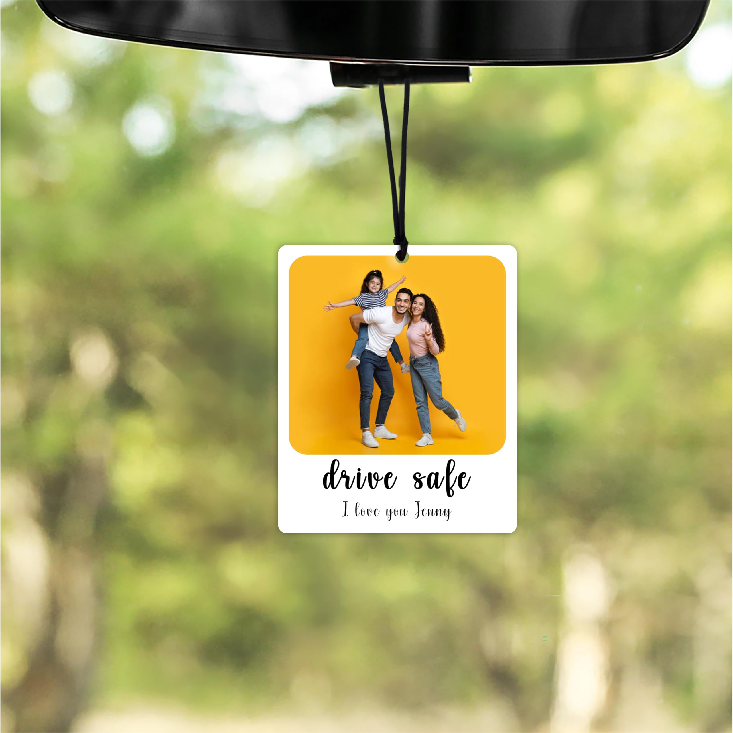Personalized Photo & Message Printed Car Rear Mirror Hanging Plaque | Material Acrylic with UV Print | Shape Rectangle Size (2.5 x 2.5 Inch) Pack of 1-image-25