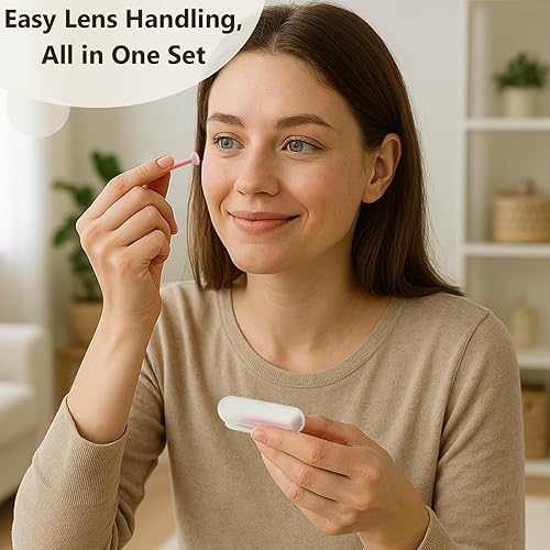Miniatura 5 de Juego de herramientas de aplicador y removedor de lentes de contacto colorido portátil - Kit de pinzas de punta suave con estuche para lentes duras