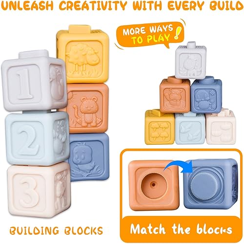 Miniatura 6 de Juguetes para bebés de 6 a 12 meses (27 unidades), juguete sensorial Montessori para niños pequeños de 1 a 3 años, juguete de baño para bebés, juego