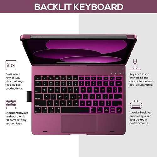 Miniatura 65 de typecase Funda táctil para iPad de 10ª generación con teclado (10.9 pulgadas, 2022) y iPad A16 (11ª generación, 2025) – Rotación de 360°, Verde