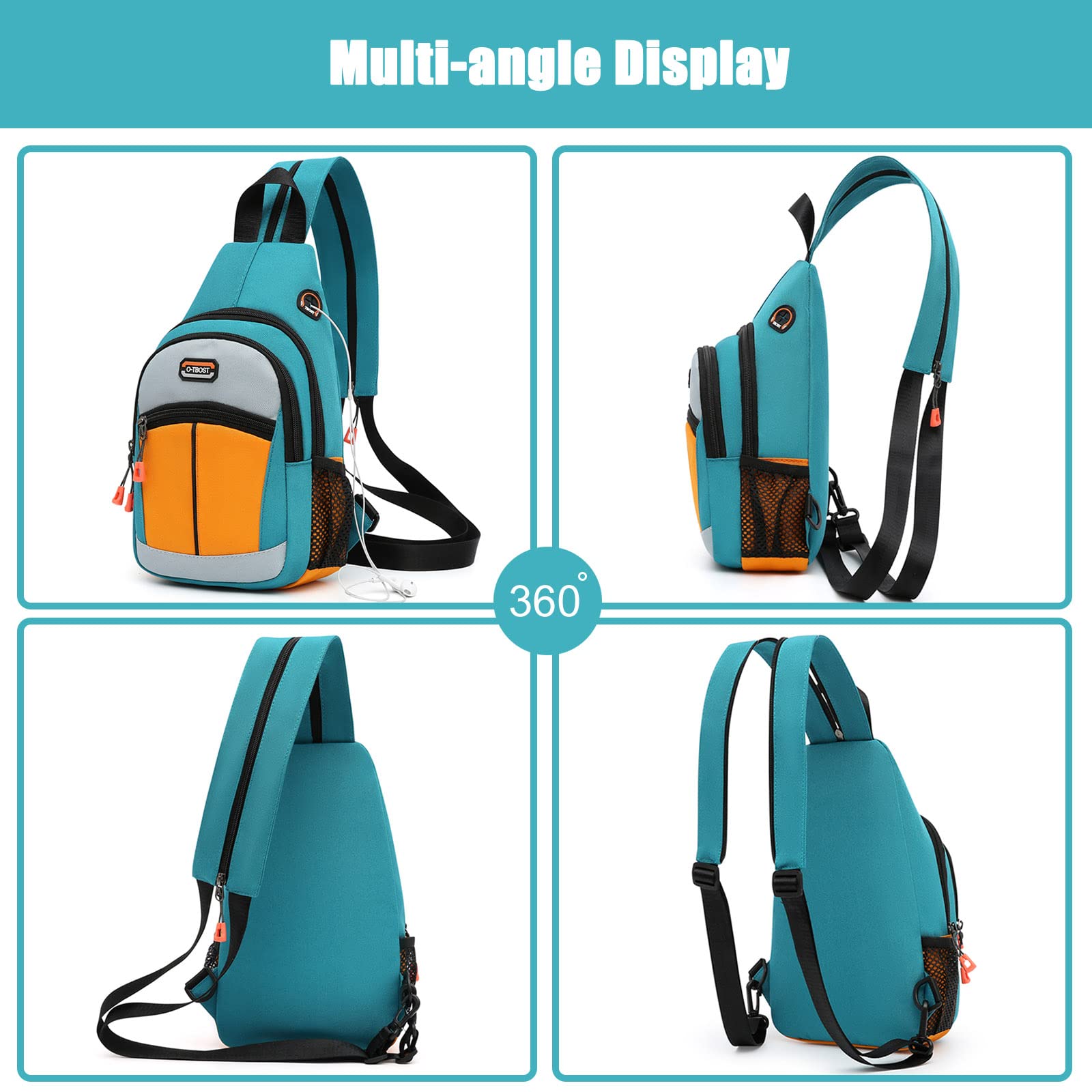 FANDARE Bolsa de Pecho Bolsos Cruzados Mochila Bolsa de Escuela Bolso Hombro Mujer Riñoneras Bolsa Cruzada Bolsos Bandolera Hombres Sling Bag para Ciclismo Escolar Viaje Senderismo Crossbody Bag