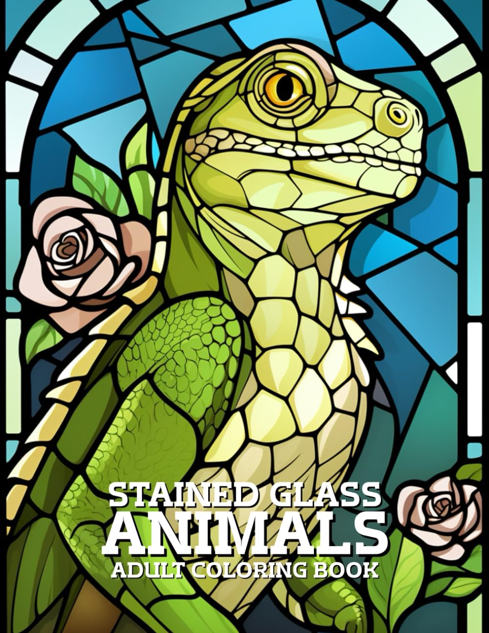 Stained Glass Animals Coloring Book: Beautiful Animal Designs in Stained Glass Style for Adults