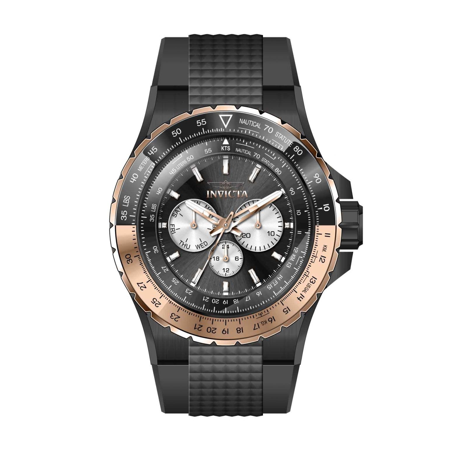 Invicta Aviator - Reloj de hombre de acero inoxidable con movimiento de cuarzo - 50 mm