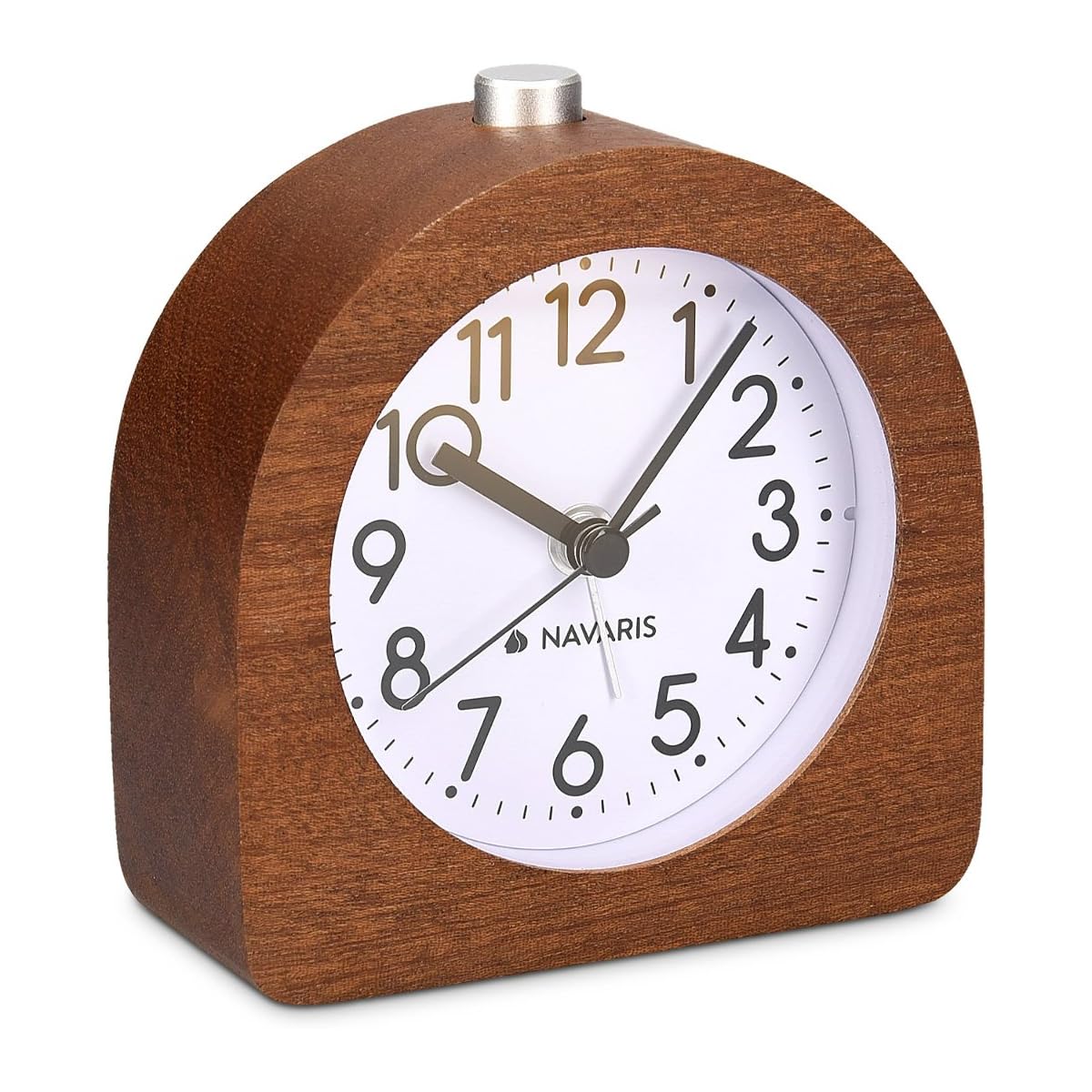 Navaris Half-Round Wooden Alarm Clock