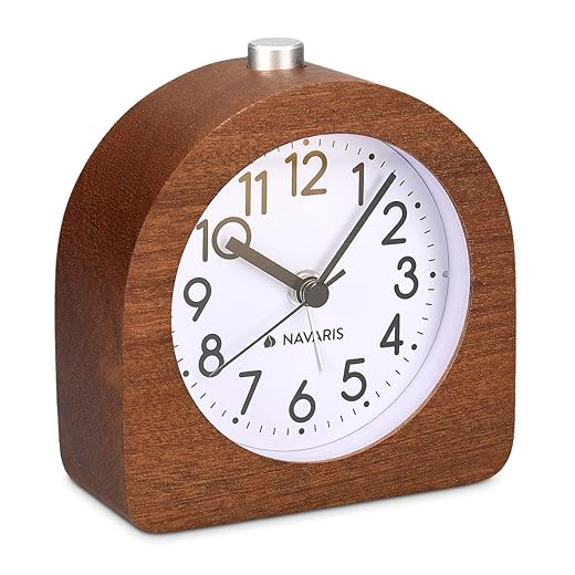 Navaris Half-Round Wooden Alarm Clock