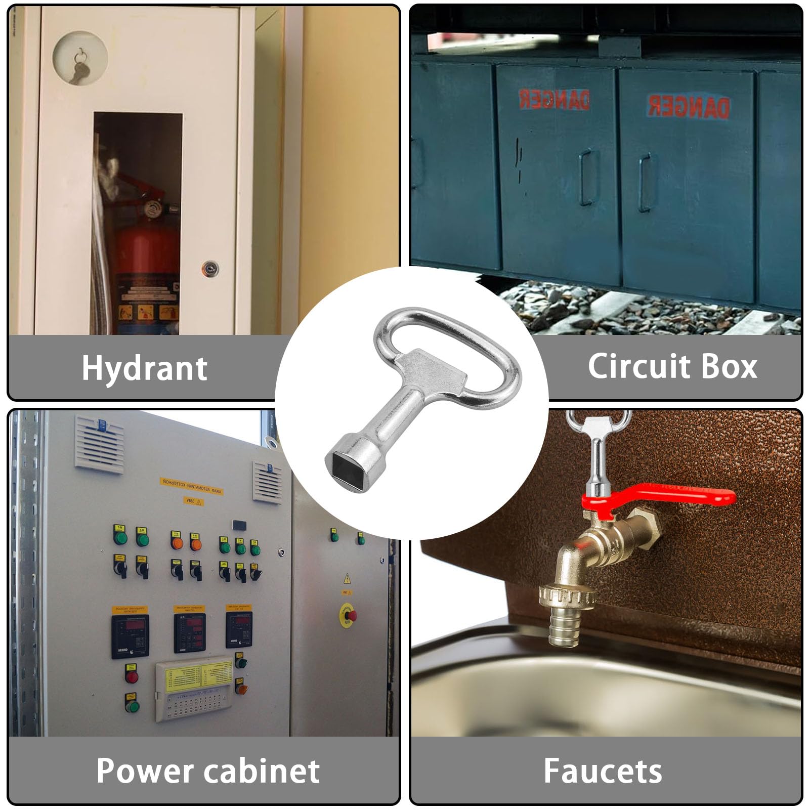 SHENRUZENG 4-weg vierkante sleutel, ontluchtingssleutel, loodgieter, binnenafmetingen: 6,5 mm/7 mm/8 mm/9 mm voor elektrische behuizing, gas, water, kast