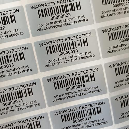 Miniatura 8 de 120 calcomanías de código de barras a prueba de manipulaciones con etiqueta de seguridad de número de serie individual, etiqueta de sellado para