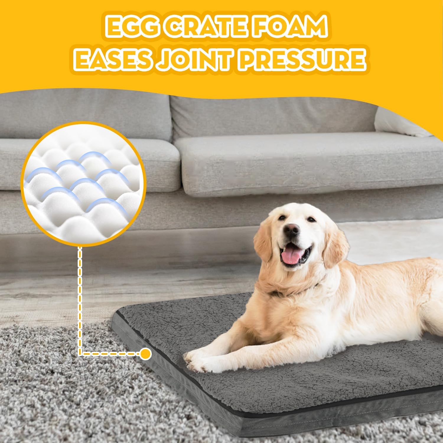 review Dog Beds for Small Dogs,Large,Medium,High Elastic Memory Foam Dog Bed Available All Year Round,Dog Crate Mat with Waterproof Removable Machine Washable Cover,Dog Crate Pad with Non Slip