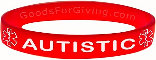 Miniatura 6 de Pulseras de identificación autista y paquetes combinados, 5 colores, 4 tamaños, negro, azul, verde, rojo, morado