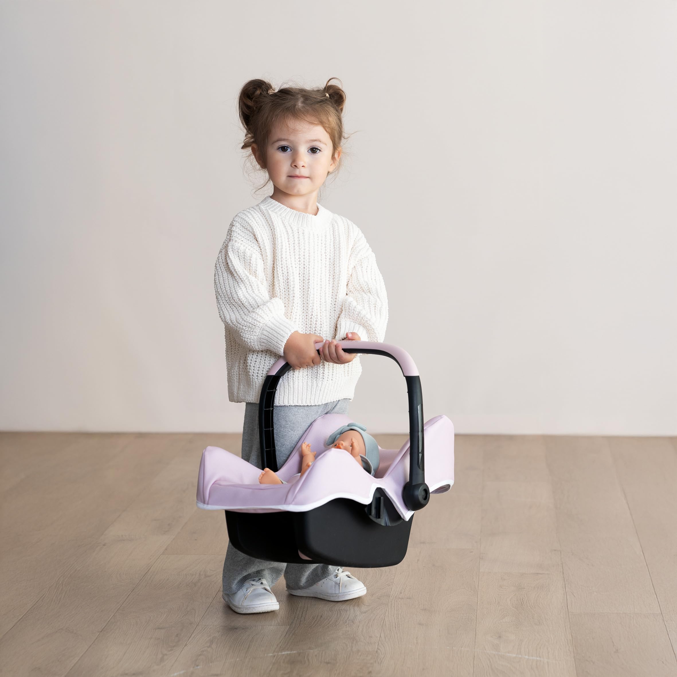 Smoby Maxi-Cosi Rosa Silla Portabebés para Muñecos hasta 42 cm, Asa Ajustable, Cinturón de Seguridad, Compartimento Trasero, +3 Años, Fabricado en España (7600240241)