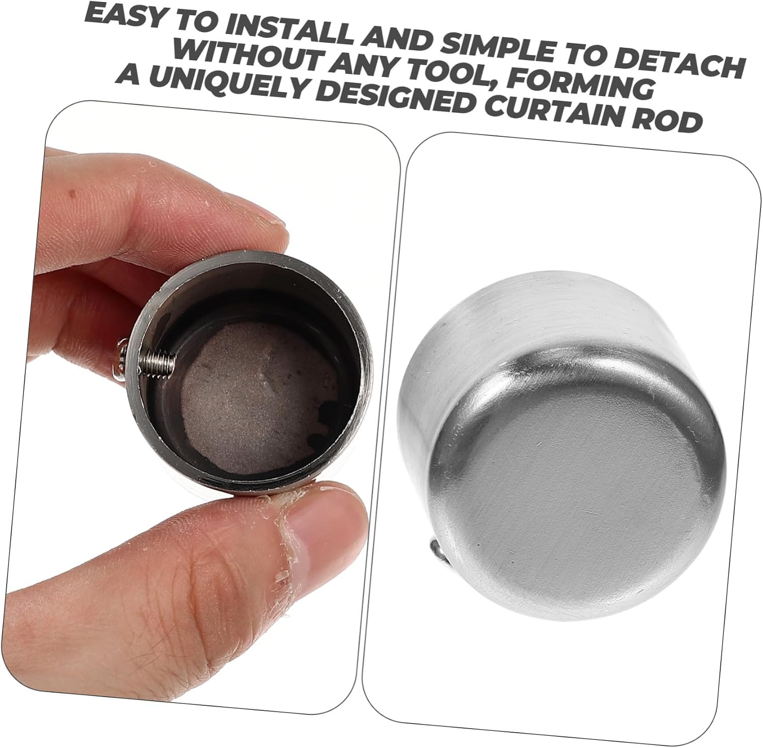 LIFKOME 2pcs Silver Metal Curtain Rod Finials End Caps Easy Install for Roman Rods