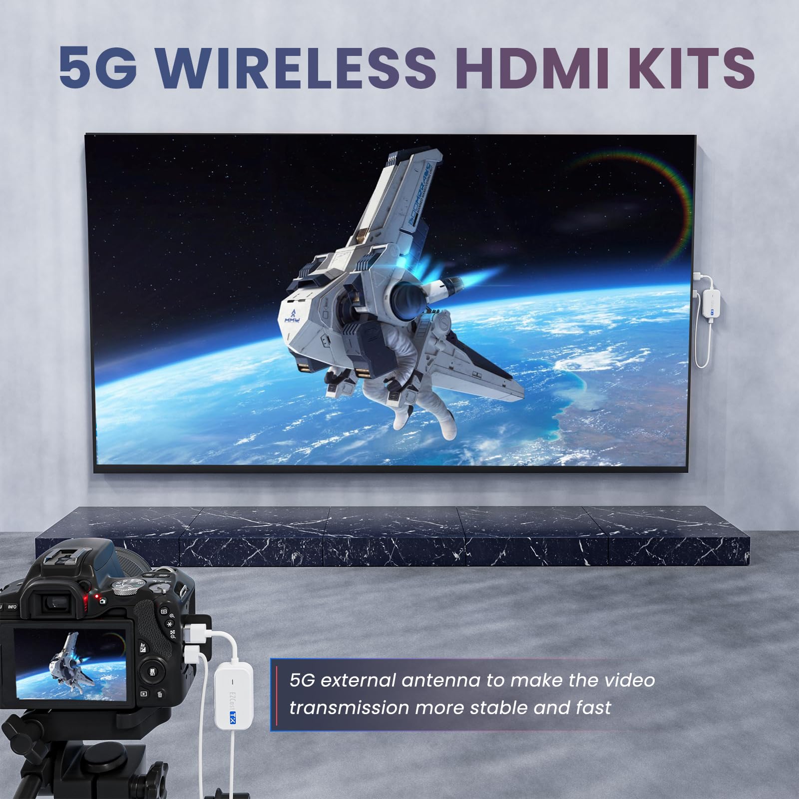 Trasmettitore e ricevitore HDMI wireless, 165FT/50M, 1080P@60Hz Ultra HD Output, Extended Display, wireless HDMI per video e audio al monitor di laptop/PC/TV Box/proiettore