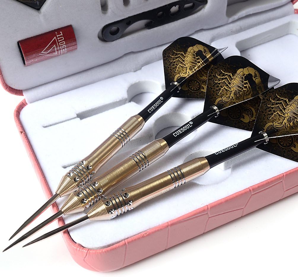CUESOUL Steel Tip Darts Set 20/22/24 Grams with Deluxe PU Darts case-Black Scorpion Series
