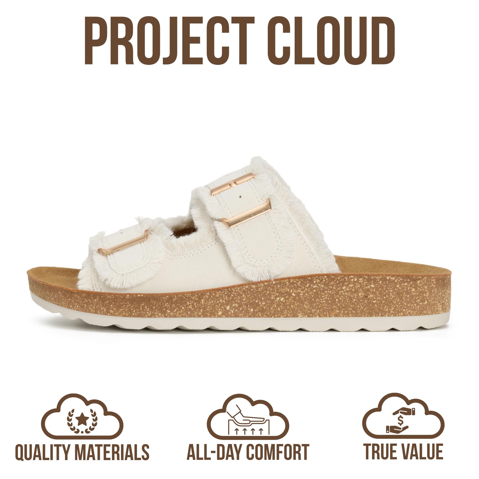 Project Cloud Comfortable Sandals Women - Lightweight with Plush & Soft Insole Buckle Womens Sandals - Non Slip and Durable Fashion Platform Slides for Women 2026 (LIGHT) - 3