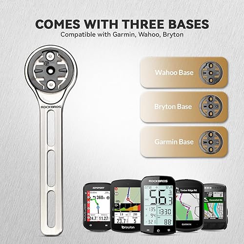 Miniatura 5 de ROCKBROS Soporte para computadora de bicicleta en la parte delantera compatible con mesas de reloj convencionales, equipado con múltiples tipos de