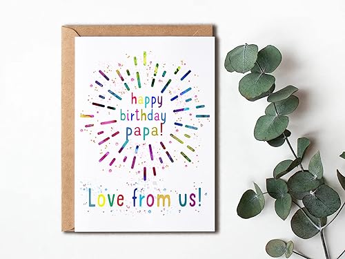 Miniatura 4 de EruditeGifts Tarjeta de cumpleaños para papá con texto en inglés «Happy Birthday», «Papa Love From Us», tarjeta de cumpleaños para papá, regalo de
